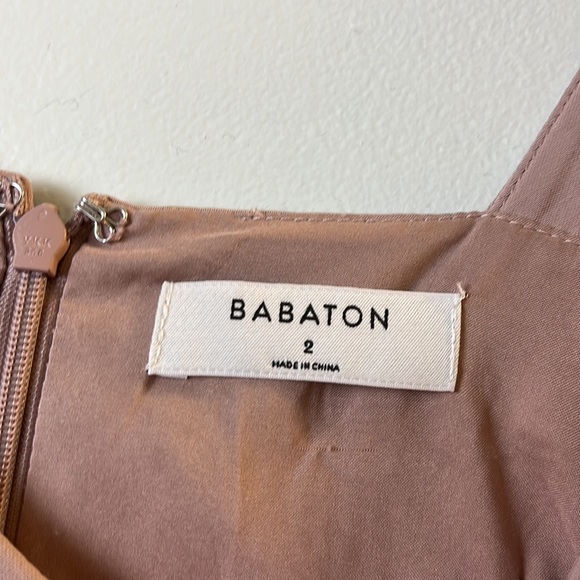 Aritzia Babaton 90s Mini Dress Fawn Pink Square Neck Size 2 - Picture 7 of 10